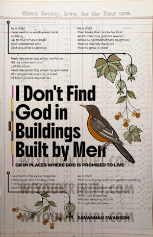 I Don't Find God in Buildings Built by Men - Poetry Print (Limited Edition)